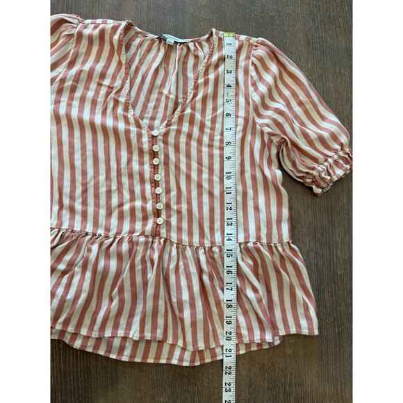 MADEWELL Striped Peplum Top Shirt Blouse Women size S - Picture 7 of 8